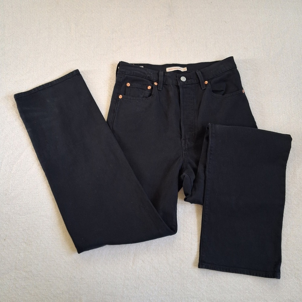 levi's ribcage straight ankle jeans washed black 29 90s grunge minimalist chic